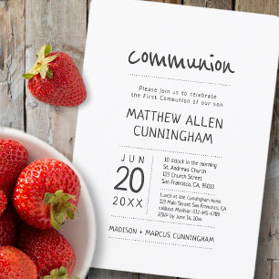 Invitation Garçon de la première communion   Moderne + Simple