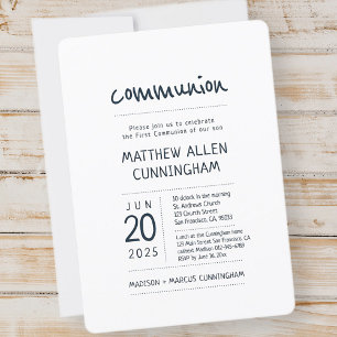 Invitation Garçon de la première communion Moderne + Simple