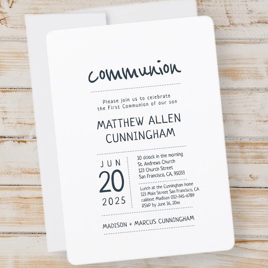 Invitation Garçon de la première communion | Moderne + Simple