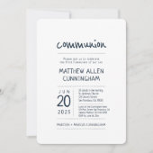 Invitation Garçon de la première communion | Moderne + Simple (Devant)