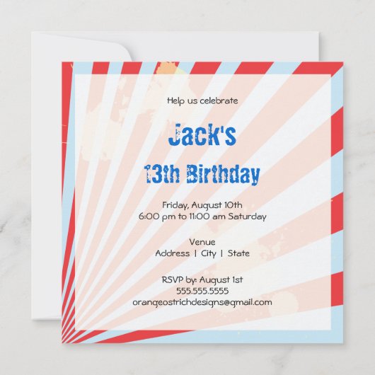 Invitation Garçon de l'adolescence de l'invitation | de fête (Dos)