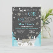 Invitation Garçon de premier anniversaire d'hiver ONEderland (Debout devant)