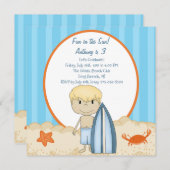 Invitation Garçon de surfer à l'invitation d'anniversaire de (Devant / Derrière)