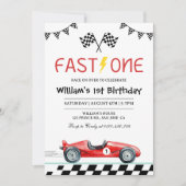 Invitation Garçon de voiture de course Premier Anniversaire- (Devant)