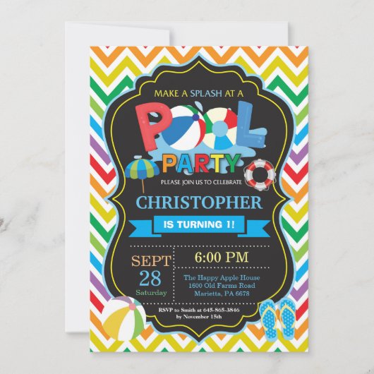 Invitation Garçon d'éclaboussure de Splish d'été d'invitation (Devant)