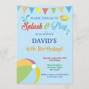 Invitation Garçon d'éclaboussure de Splish d'invitation
