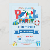 Invitation Garçon d'éclaboussure de Splish d'invitation de (Devant / Derrière)