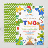 Invitation Garçon dinosaure 2e anniversaire (Devant / Derrière)