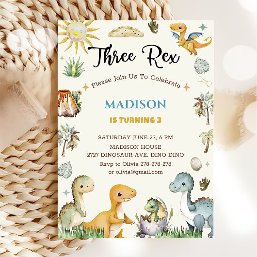 Invitation Garçon Dinosaure Sauvage Un