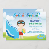 Invitation Garçon d'invitation d'anniversaire de réception au (Devant / Derrière)