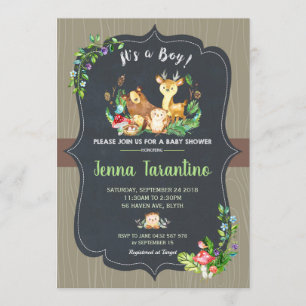 Invitation Garçon d'invitation de baby shower d'animaux de