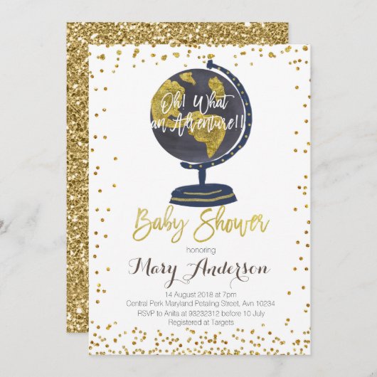 Invitation Garçon d'invitation de baby shower d'aventure (Devant / Derrière)