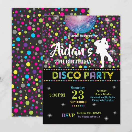 Invitation Garçon d'invitation de fête d'anniversaire de (Devant / Derrière)