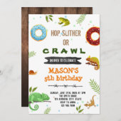 Invitation Garçon donut et fête reptile (Devant / Derrière)