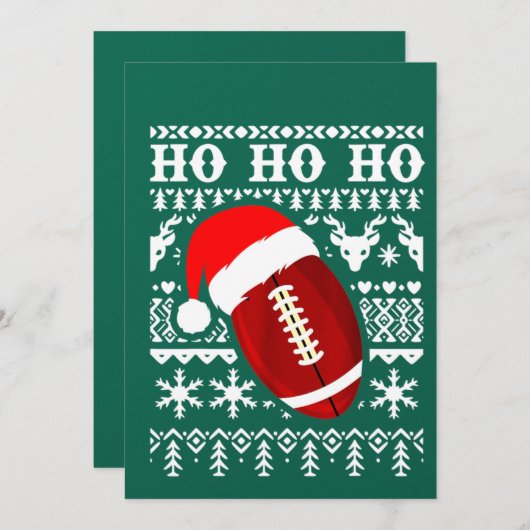 Invitation Garçon drôle avec un pull de Noël moche de footbal (Devant / Derrière)