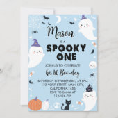 Invitation Garçon Éffrayant Un Fantôme Premier anniversaire (Devant)