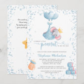 Invitation Garçon Elephant Sweet Petit Baby shower d'arachide (Devant / Derrière)
