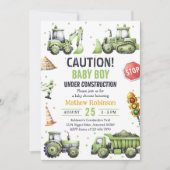 Invitation Garçon en construction Baby shower (Devant)