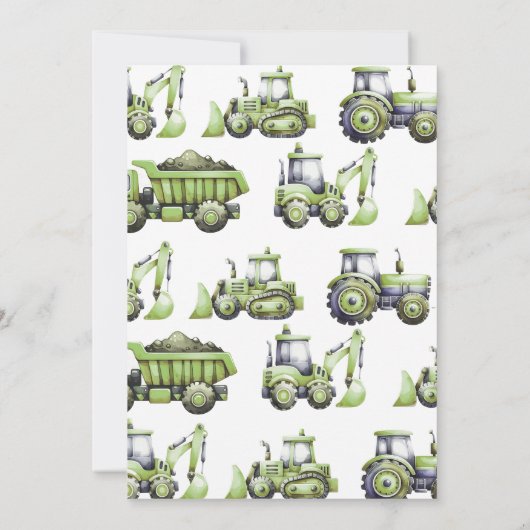 Invitation Garçon en construction Baby shower (Dos)