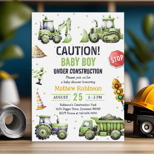 Invitation Garçon en construction Baby shower