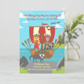 Invitation Garçon et fille vikings fête d'anniversaire sur ba (Debout devant)