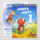 Invitation Garçon fait sur commande 1yr d'invitation de fête (Devant / Derrière)