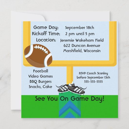 Invitation Garçon fait sur commande dans l'invitation bleue (Dos)