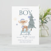 Invitation Garçon Faon de Bébé Hiver Mignon (Debout devant)