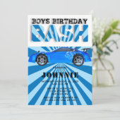 Invitation Garçon Fête d'anniversaire Bash Voiture de sport B (Debout devant)