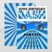 Invitation Garçon Fête d'anniversaire Bash Voiture de sport B (Devant / Derrière)