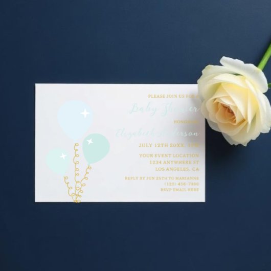 Invitation Garçon Fête de Bébé Ballons Bleus