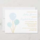 Invitation Garçon Fête de Bébé Ballons Bleus (Devant)