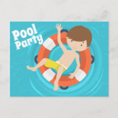 Invitation garçon fête piscine pour l'anniversaire (Devant)