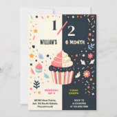 Invitation Garçon Fille 6 Mois Semi-année Fête Demi-anniversa (Devant)