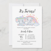Invitation Garçon fille aquarelle Elephants Baby shower jumea (Devant)