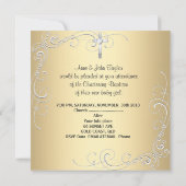 Invitation Garçon fille bébé Or Crème Christening Baptême Cro (Dos)