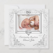 Invitation Garçon Fille Blanc Baptême Baptême Croix 2 (Devant)