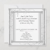 Invitation Garçon Fille Blanc Baptême Croix (Dos)