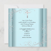 Invitation Garçon Fille Bleu Baptême Croix Blanc (Dos)