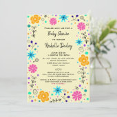 Invitation Garçon fille Floral Jaune mignonne Baby shower Inv (Debout devant)