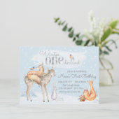 Invitation Garçon Fille Hiver ONE derland Woodland Premier an (Debout devant)