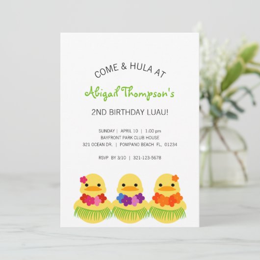 Invitation garçon fille N'IMPORTE QUEL ÂGE caoutchouc canard  (Debout devant)