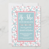 Invitation Garçon Fille Plage Il Elle Été Fête de Révélation  (Devant)