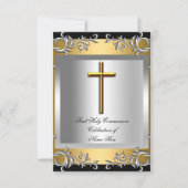Invitation Garçon Fille Première Sainte Communion Argent Or P (Devant)