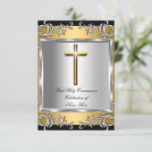 Invitation Garçon Fille Première Sainte Communion Argent Or S (Debout devant)