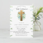 Invitation Garçon/Fille Verdure Green First Communion Invitat (Debout devant)