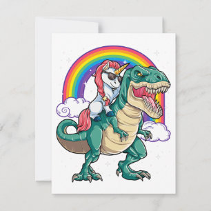 Invitation Garçon Filles Hommes Femmes Licorne à Cheval T rex
