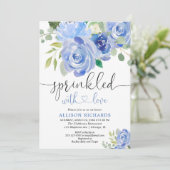 Invitation Garçon floral bleu et blanc de la marine (Debout devant)