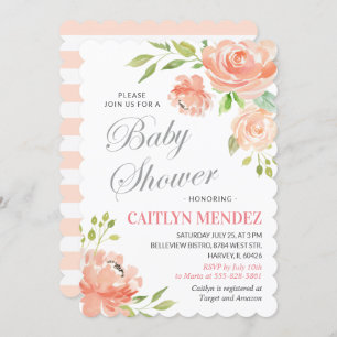 Invitation Garçon floral de fille de baby shower de pivoine