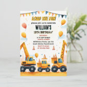 Invitation garçon gamins Construction simple camions 5e anniv (Debout devant)